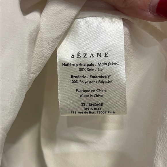 Sezane Cream Ruffle-Trim Button Blouse - Picture 6 of 10